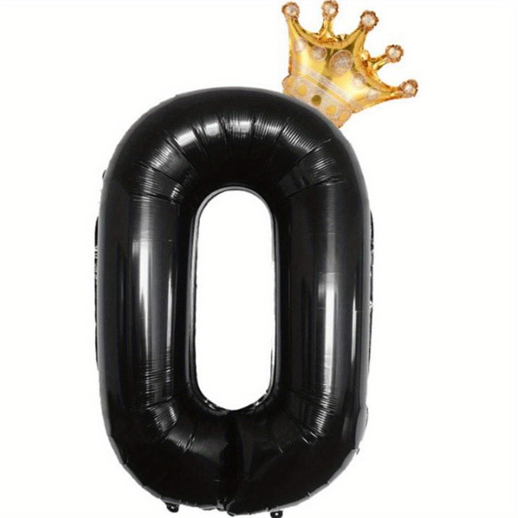 2pcs Black 0-9 & Crown Balloons for All Occasions - Party/Home Deco