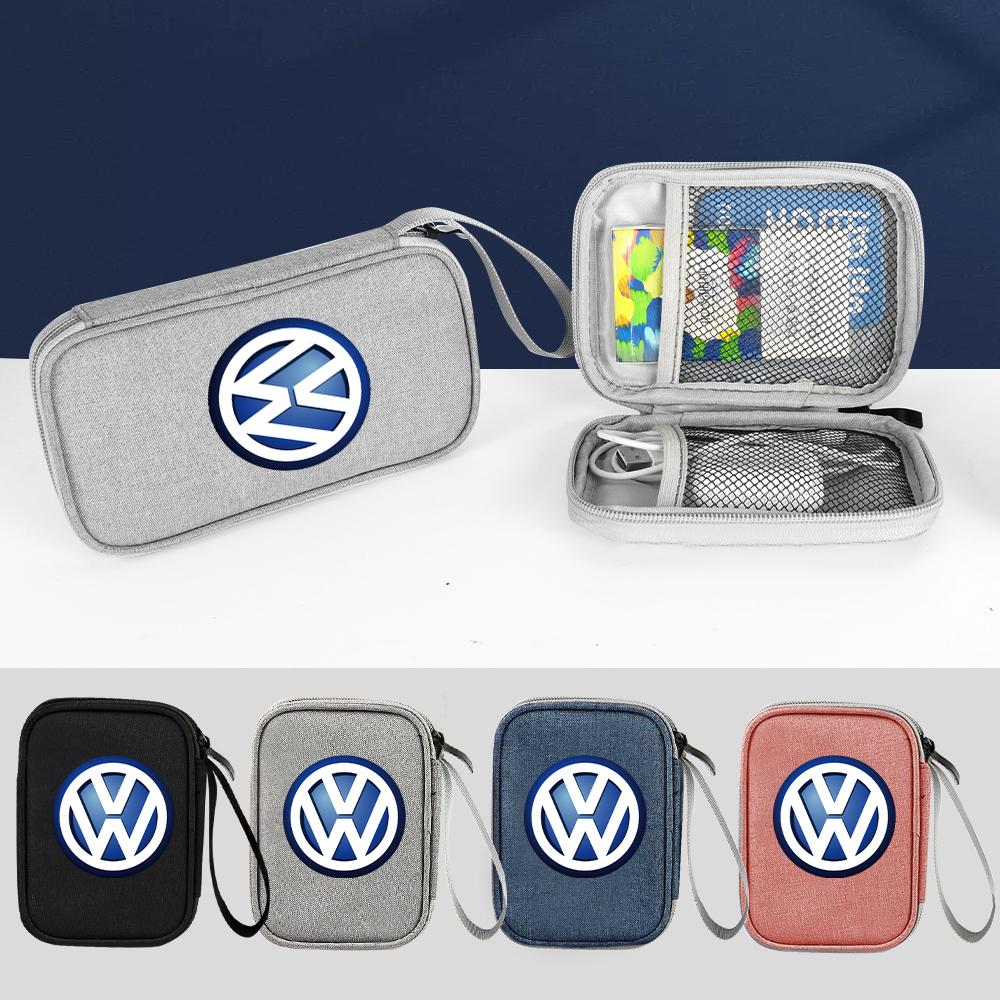Hub Caps Car Key Pack Auto Driver's License Phone Storage Bag For Volkswagen VW R Polo Passat Rline Golf 4 5 6 Tiguan Jetta GTI