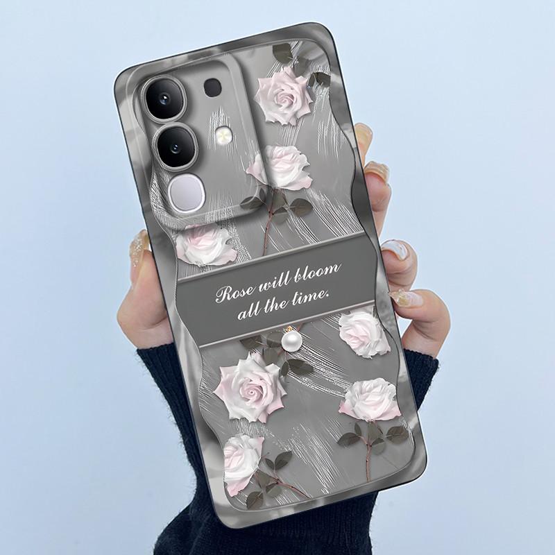 Чехол для телефона Vivo Y29 4G Модный Минимализм Масляная Живопись Цветок Мягкий Жидкий Силикон Задняя Крышка Для Vivo Y 29 4G Fundas