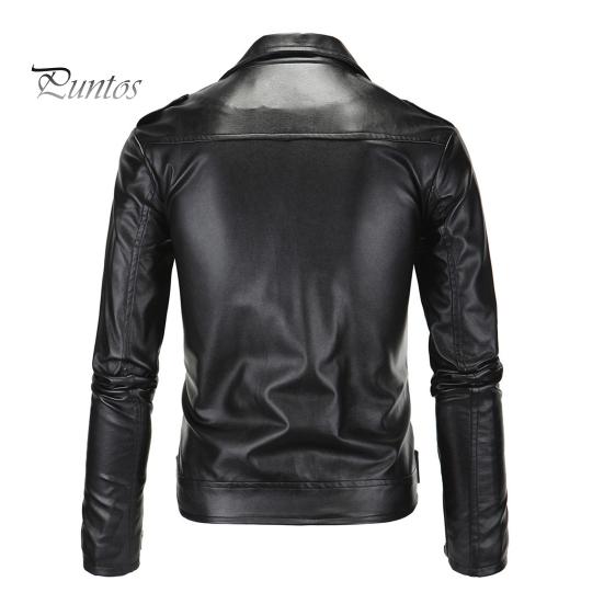Мужская куртка Slim Fit из искусственной кожи, однотонное пальто с диагональной застежкой-молнией, регулировка ремня, ветрозащитное пальто