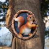 Resin Squirrel Figurine Tree Face Weather-proof Outdoor Yard Garden Tree Hugger Animal Face Statue Sculpture Wall Decoration Ornament
