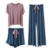 Summer Solid Color Modal Breathable Sleepwear Trousers Loose Large Size Women Pajamas Homewear Suit Casual Clothing