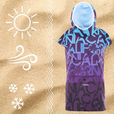 Children' Poncho Quick-Drying Bathrobe for the Pool Hooded Towel Navy Blue Microfiber