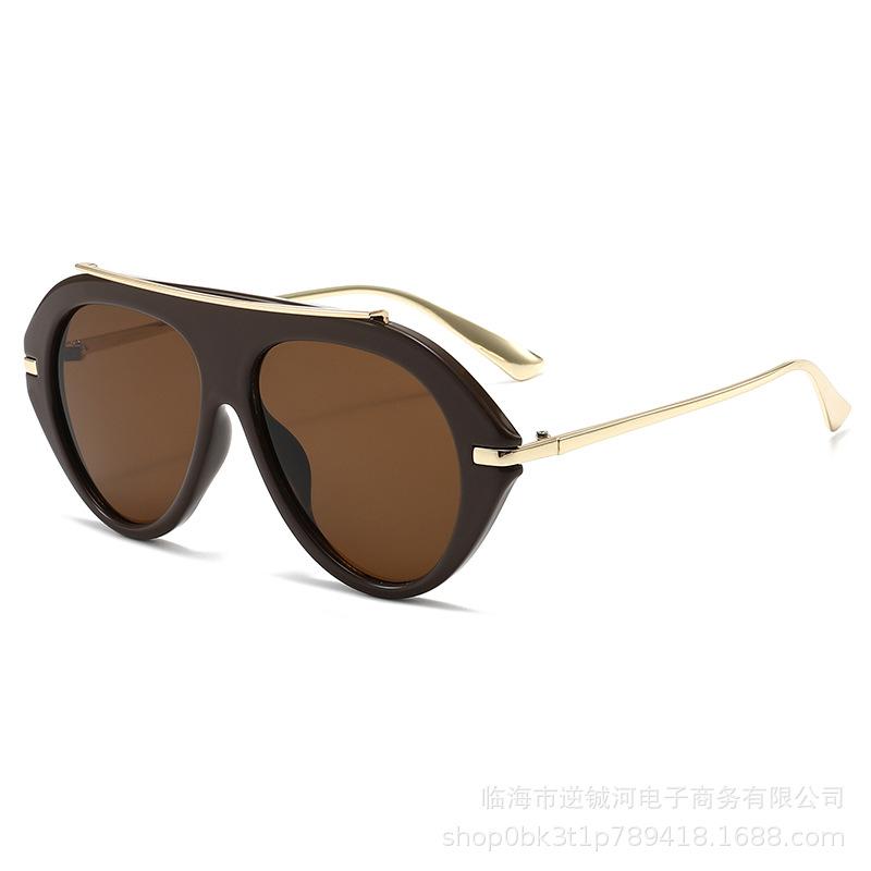 European and American retro new large-frame toad sunglasses women's high-end fashion sunshade pilot sunglasses