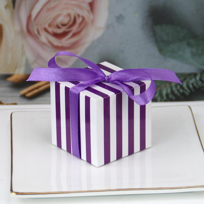 50PCS European New Candy Box Square Happy Candy Box Striped Box, Wedding Birthday Party Sugar Box