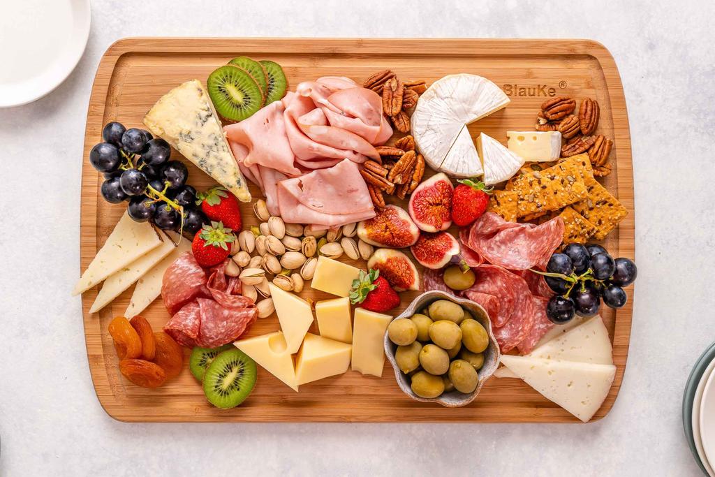 BlauKe® Деревянная разделочная доска для кухни – 45x31 см Очень большая бамбуковая разделочная доска с желобком для сока – Деревянная разделочная доска, Мясной блок