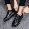 Fashion Men's Leather Brogue Shoes Black Lace Up Comfortable Low Price Size 45 On Sale Male Casual Shoe Footwear Offer Luxury 2024 Trend