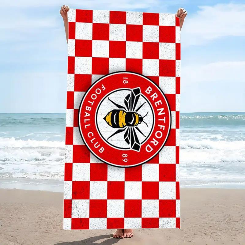 Пляжное полотенце с принтом Brentford FC, Большое мягкое быстросохнущее полотенце для пляжа, кемпинга, плавания