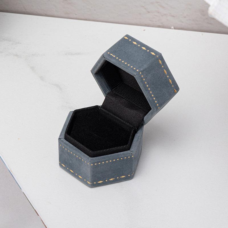 Patterned Ring Box European Earrings Organizer Ring Holder Case Luxurious Hexagon Jewelry Box For Dressing Table Gift For Women
