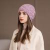 Autumn and winter knitted stacking hat big head circumference showing face small confinement hat ear protection warm cover wool hat