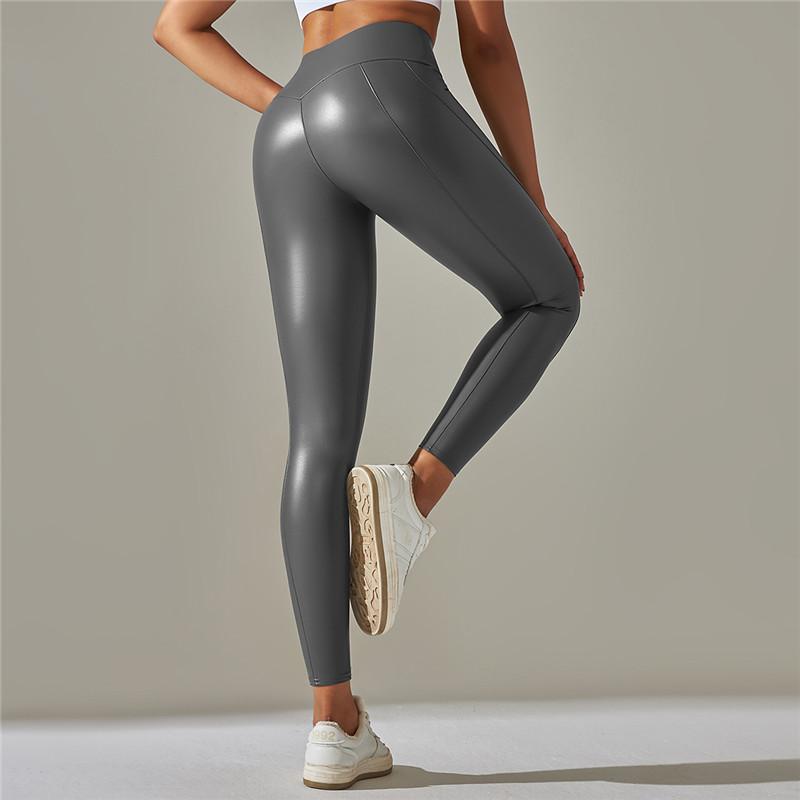 Nessaj Леггинсы из искусственной кожи, эластичные женские леггинсы из искусственной кожи, повседневные брюки-карандаш с высокой талией