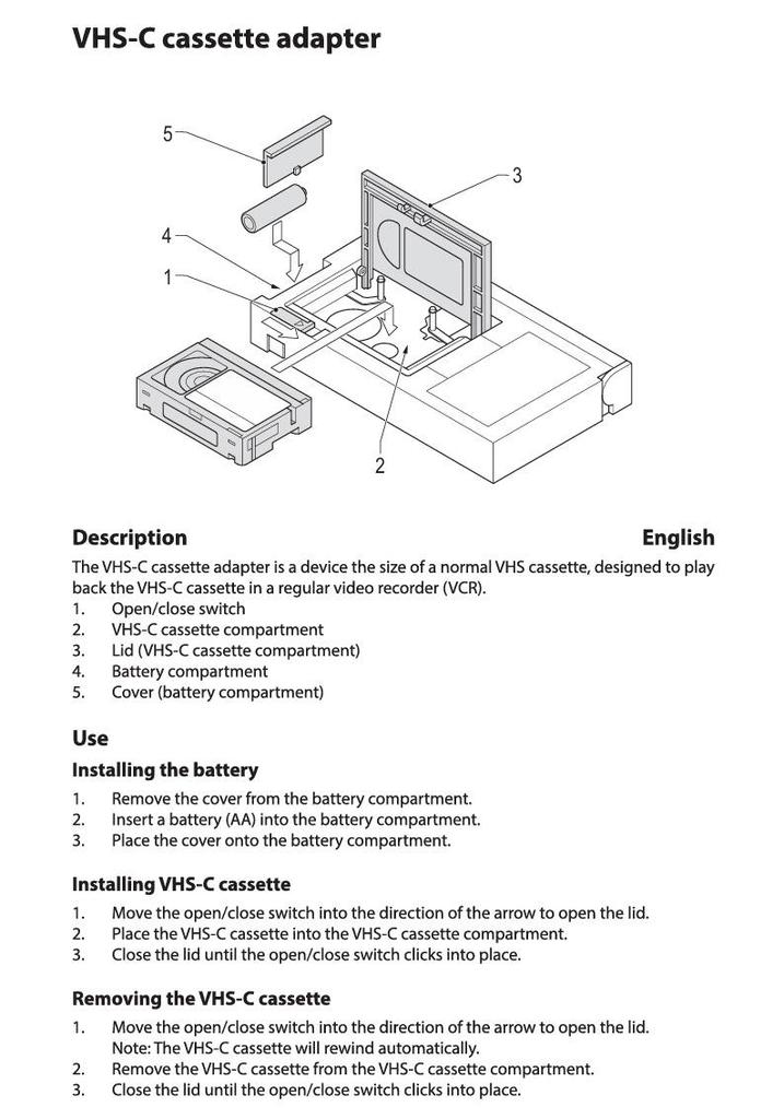 Трансграничный конвертер VHS в VHSC для полудюймовой пленки (Не Комп. с MiniDV/Hi8)