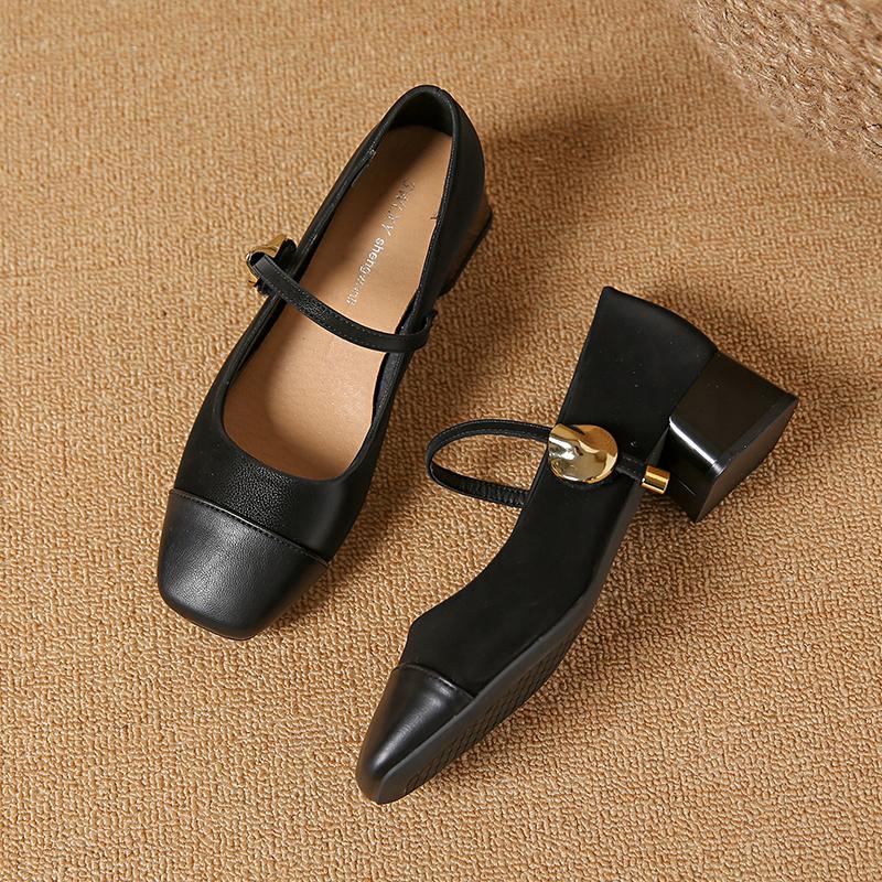Fashion 2024 French Chunky Heels Women Spring Summer New Fashion Casual Mary Jane Shoes Ladies Sandals