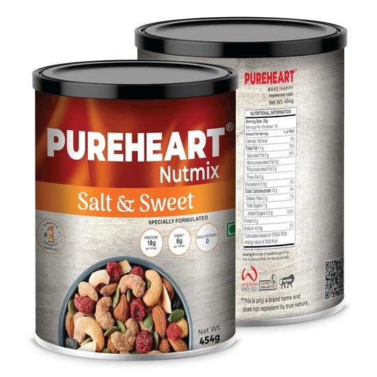 Pureheart Nutmix Salt & Sweet Dry Fruits (454 gm) Premium Salted Mix Nuts (Cashews, Almonds, Raisins, Cranberries) Crunchy Mixed Dry Fruits