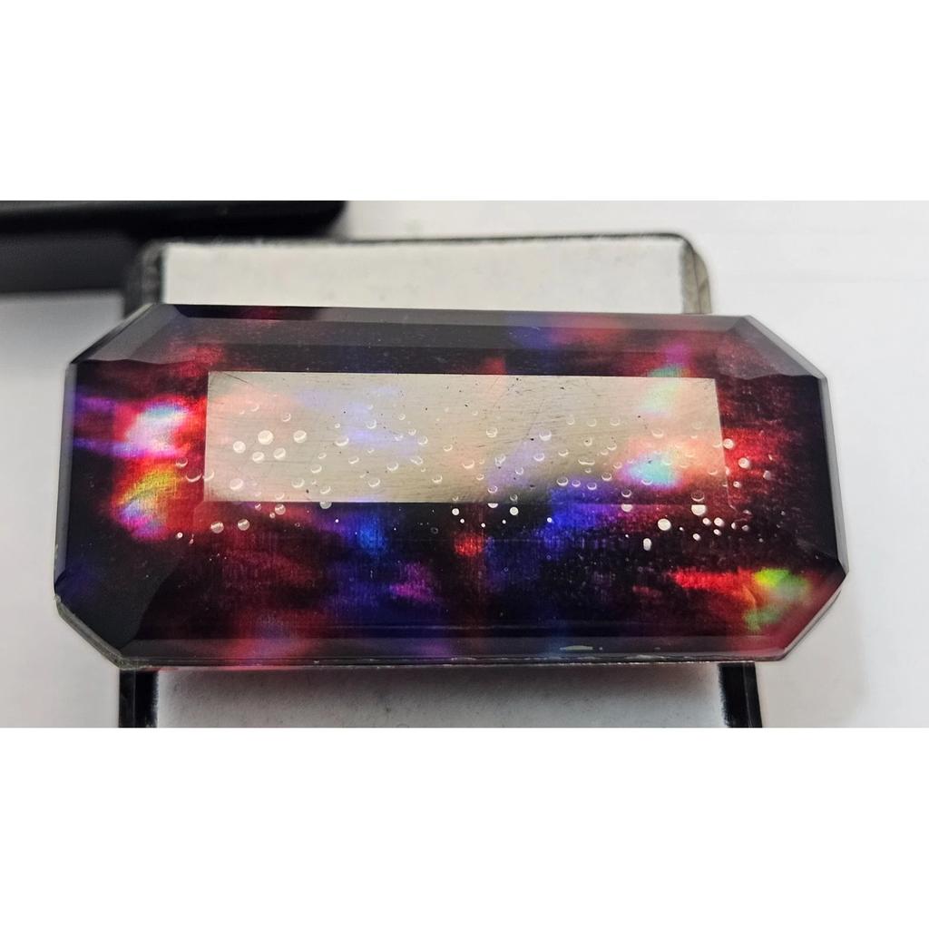 Ammolite Opal-Like Organic Doublet Natural 49-50 Ct Emerald Cut Gemstone