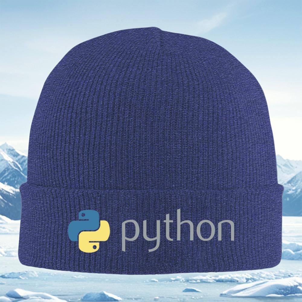 Логотип Змеи Код Программирования на Python Мужская Женская Унисекс Вязаная Шапка Бини Шапка-колпак Зимняя Теплая Рождественская Для улицы Велосипед