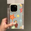 Cute Colorful Star Monkey Stripe Phone Case For iPhone 17 16 15 14 13 12 11 Pro Plus 16e Air X XR XS Max Shockproof Soft Cover
