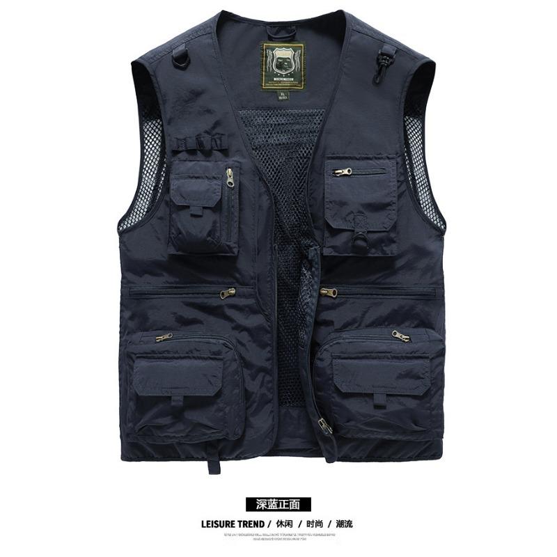 Men S Outdoor Work Vest Multi Pocket Thin For Fishing And Photography
