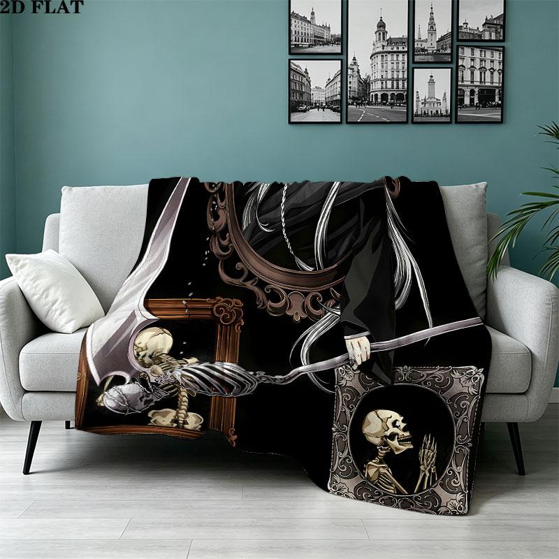 1PC Black Butler Patterned Flannel Blanket Suitable For All Seasons For Home Decor Warmth And Comfort Gifts Holiday Present