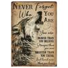 1 Pc Never Forget Who You Are Wolf Spirit Animal Sign Wolf Lover Vertical Sign Living Room Farmhouse Sign Wall Decor
