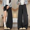 Black Wide-leg Pants Women's New Autumn High-waisted Loose Casual Small Narrow Version Straight-leg Glutinous Rice Pants
