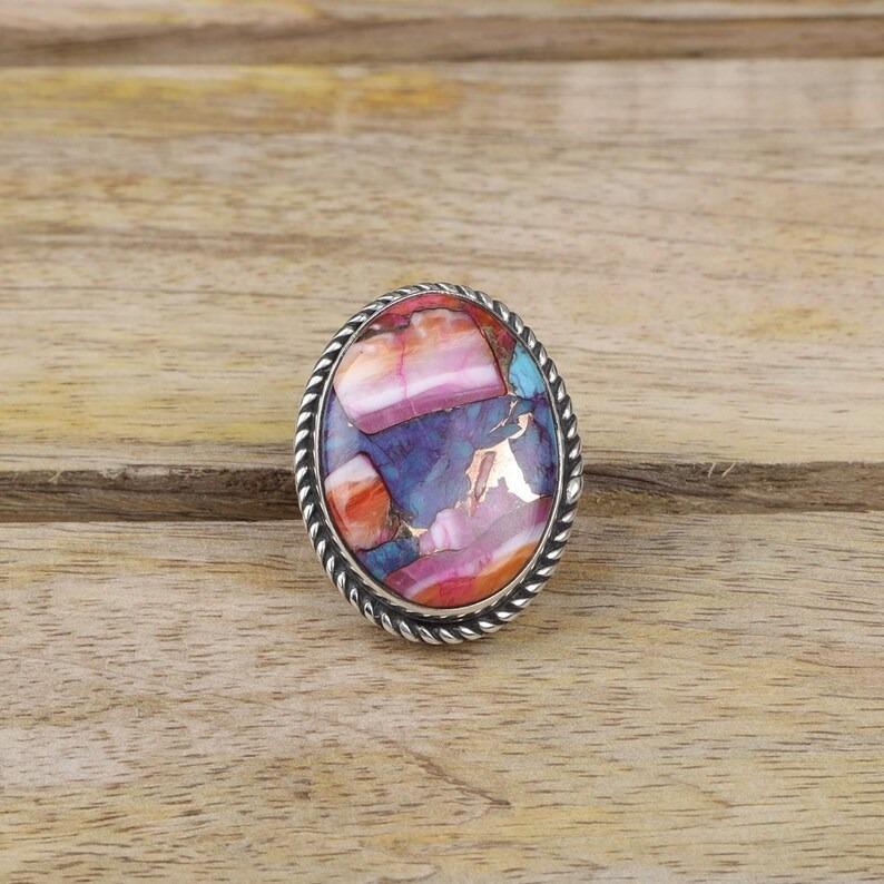 Серебро 925 пробы, Кольцо с овальным драгоценным камнем из меди и устрицы с бирюзой, Дизайнерское кольцо ручной работы, Кольцо в стиле бохо, Серебряные украшения-подвески, Кольцо с безелем, Юбилейное кольцо