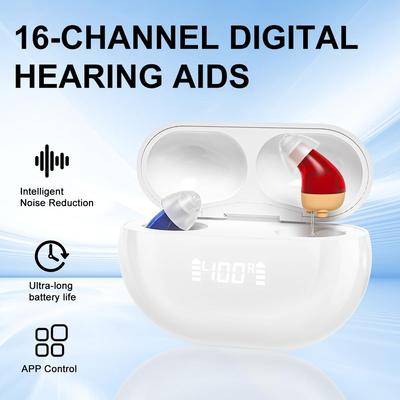 Микро слуховые аппараты CIC Слуховой аппарат с управлением через приложение Перезаряжаемые слуховые аппараты для пожилых людей взрослых Цифровой 16-канальный усилитель звука