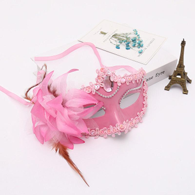 Sexy Diamond Venetian Mask Venice Feather Flower Wedding Carnival Party Performance Purple Costume Sex Lady Mask Masquerade