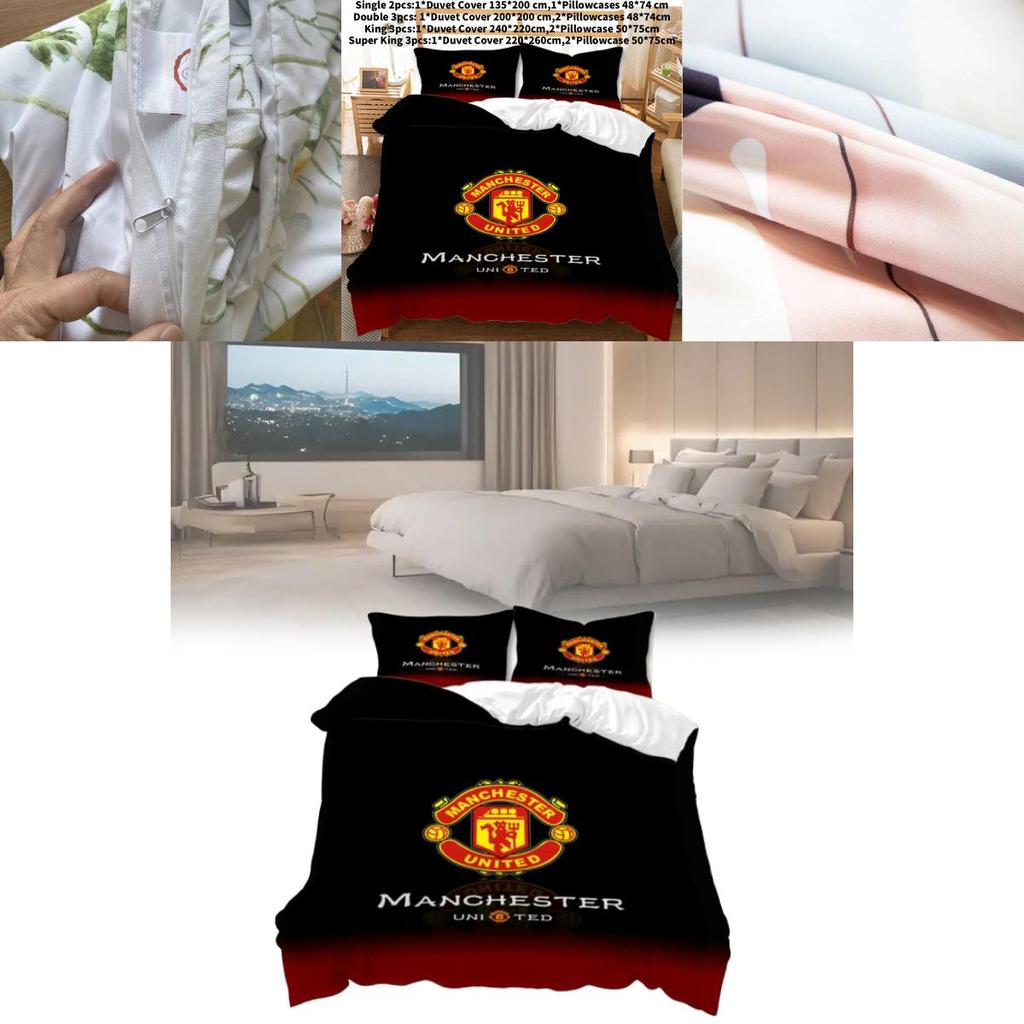 Постельное белье Manchester United из мягкой полиэфирной ткани для спальни фанатов