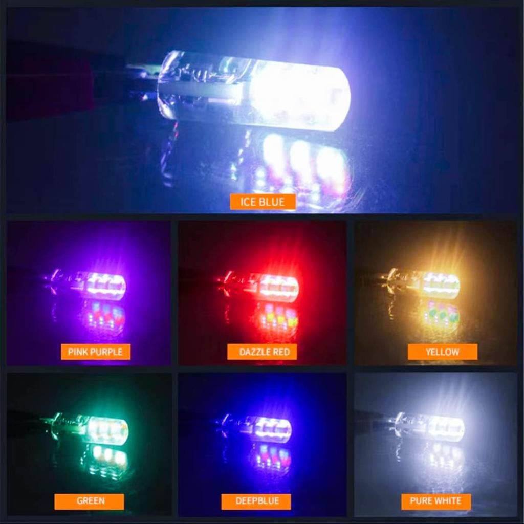 Автомобильная светодиодная лампа T10 RGB для габаритных огней с пультом дистанционного управления, 2 шт. Многорежимная стробоскопная лампа для замены, COB Wedge для салона, карты, купола, двери, номерного знака