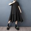 Short Sleeve Plus Size Black Vintage New In Dresses for Women Casual Loose Long Summer Shirt Dress