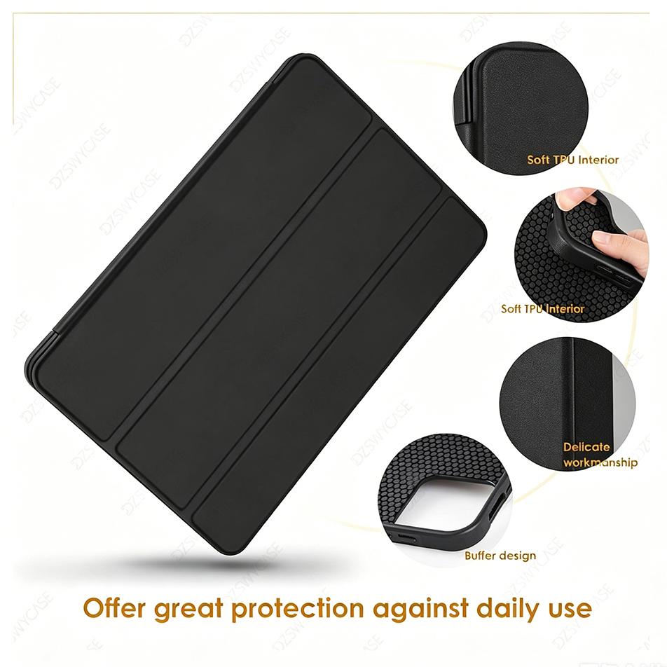 For Xiaomi Pad 6 / 6 Pro 11-inch 2023 , Ultra Thin Trifold Stand PU Leather Protective Cover, Soft Silicone Back Shell