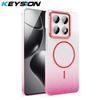 KEYSION Luxury Gradient Glitter Magnetic Phone Case for Xiaomi 14T Pro 5G Transparent Hard PC Shockproof Cover for Xiaomi 14T 5G
