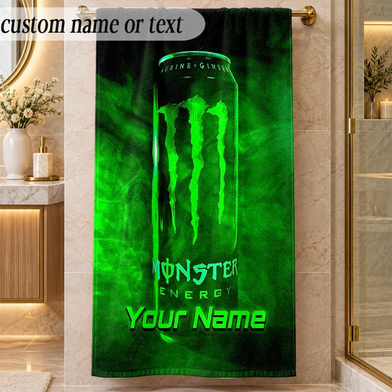 Beach TowelMonster Energy Custom Name Text Personalized Soft Towel for Beach Pool Indoor Home Decor Gift
