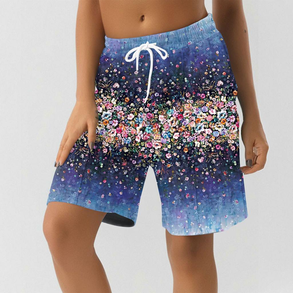 Shorts For Women Printing Workout Running Soft Yoga Shorts With Pockets