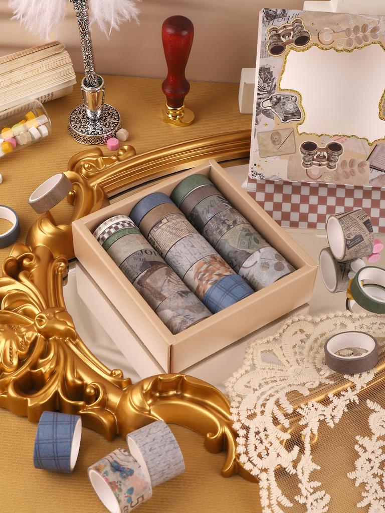 12 рулонов/Коробка Винтажная Красота Васи Лента Клейкая Бумажная Лента Для Креативного Ведения Дневника Скрапбукинга И Декора Скрапбукинг Васи Лента