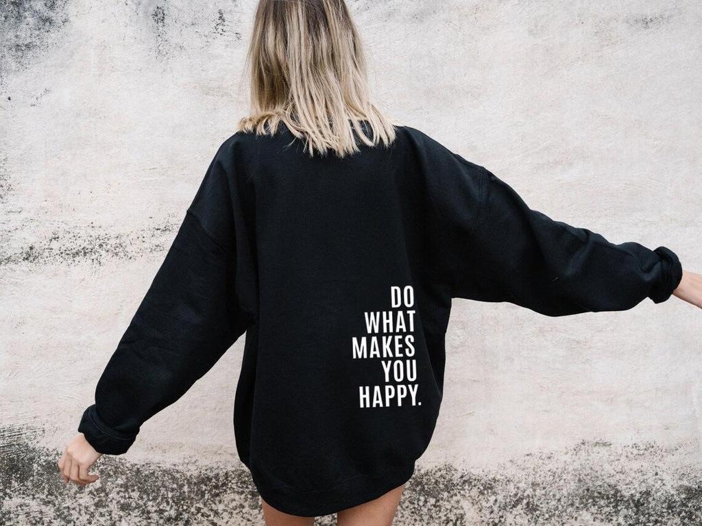 European Size XS-5X Women's Retro Letter Print Drop Shoulder Hoodie