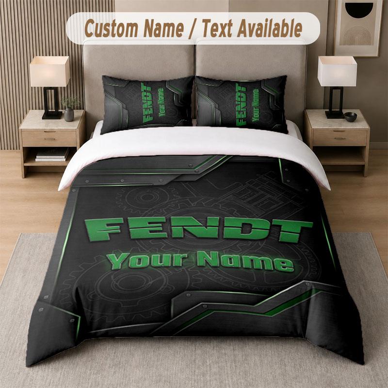 Custom Bedding Set Fendt Pattern, Print Name Text 1 Duvet Cover plus 2 Pillowcases Home Textile