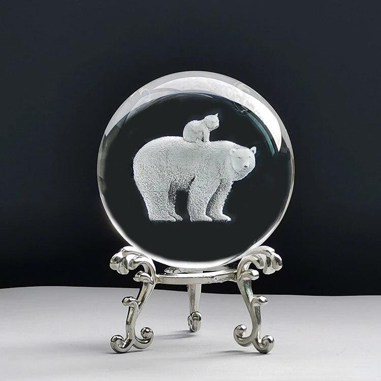 60 мм 3D хрустальный шар с лазерной гравировкой, стеклянные украшения, фигурка животного, коллекционные предметы, пресс-папье, домашний художественный декор с подставкой