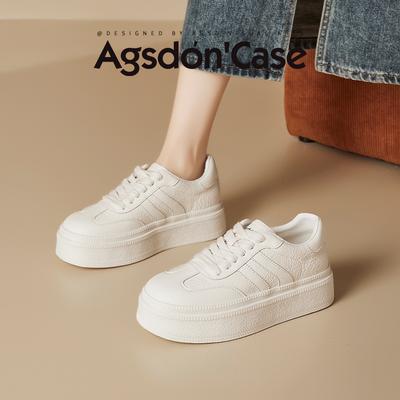 Августин маленькие белые туфли женские 2025 новая весна студенческий стиль на толстой подошве белые повседневные спортивные кеды инс