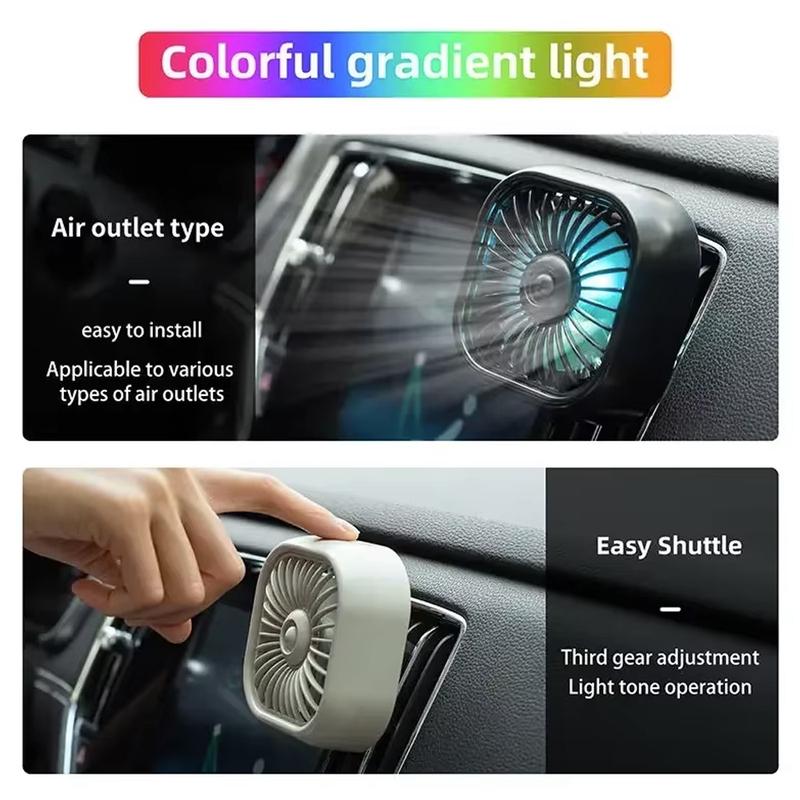 Car Interior Decorative Fan, USB Charged 7-Blade Vortex Strong Wind Fan, 3 Gears Adjustable with RGB Color Changing Light