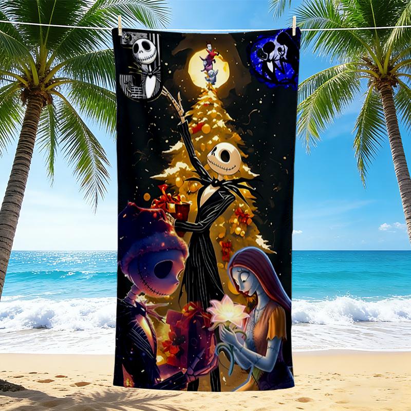 1Pc Nightmare Before Christmas Beach Towel, Quick Dry, Multi-Use for Beach Pool Gym Yoga Home Travel, Christmas, Halloween, Xmas Gift S57