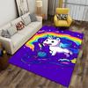 Colorful Unicorn with Rainbow Yarn Delight Non-slip rug suitable for living room and bedroom sofas.