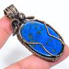 Лазурит Ручная работа Медная проволока Оплетка Ювелирный кулон 2.52" S6C06