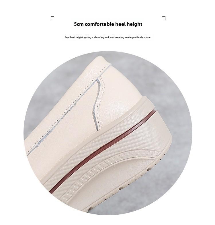 Женские туфли на танкетке из натуральной кожи на толстой подошве, с полым дизайном, большого размера, идеально подходят для мам среднего возраста