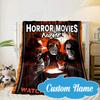 Custom Name Horror Movie Night  Blanket bed sofa Blanket Flannel Blanket for Camping, Hiking, Picnic Essentials,gift for Fan family