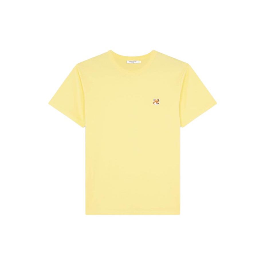 Maison Kitsune Ss23 Solid Color Embroidered Logo Casual Short Sleeve T-Shirt Men Tops Yellow AM00103KJ0008-P724