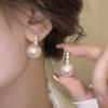 Fashionable Women's Versatile Water Drop Earrings Crystal Zircon Pearl Earrings