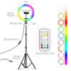 13-дюймовая RGB светодиодная кольцевая лампа для селфи с штативом 0,5 м 1,6 м 2 м, цветное 33-сантиметровое фотографическое освещение с дистанционным управлением для YouTube