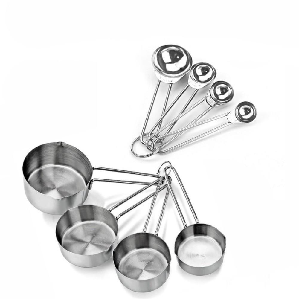 Engraved Mark Measuring Spoons Stainless Steel Baking Measure Scoop Measuring Cups Kitchen Prep
